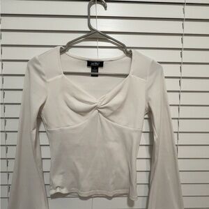 Hot Kiss Cream Long Sleeve Twist Top